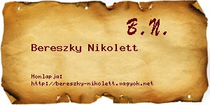 Bereszky Nikolett névjegykártya